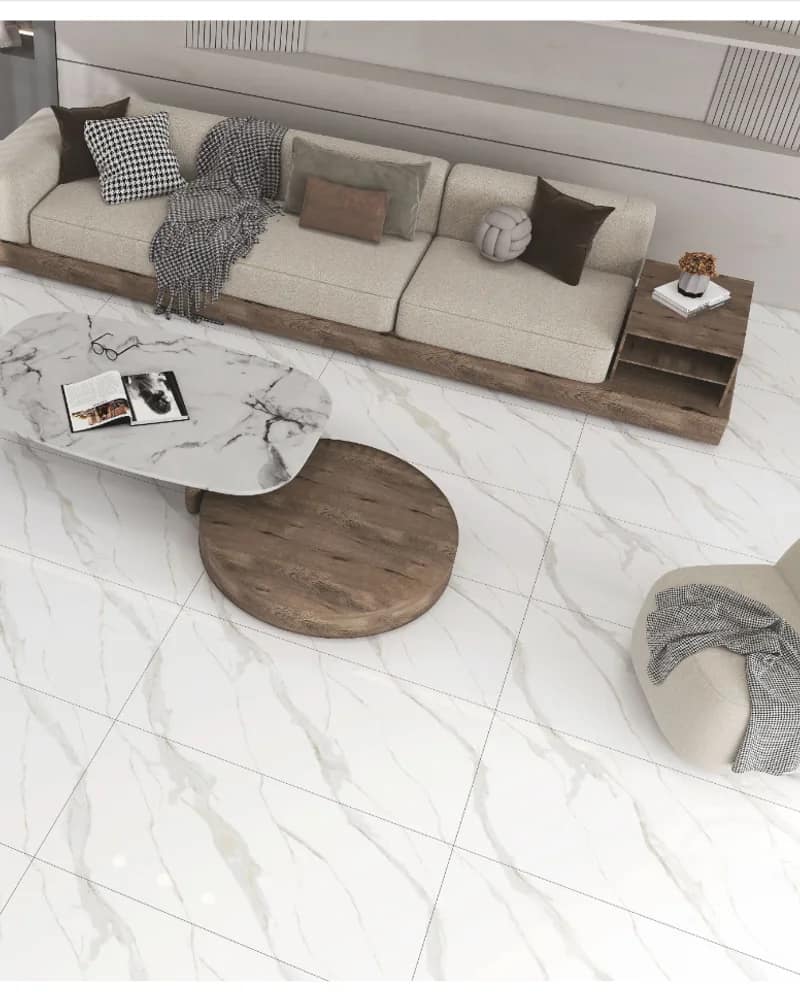 Statuario Ivory GVT floor tile, 600×1200, hi-glossy