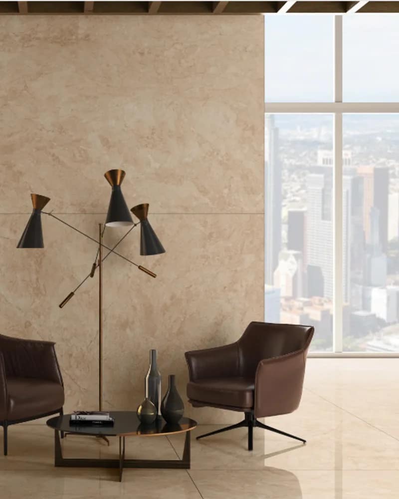 Travertine Beige floor tile, 600×600, matt
