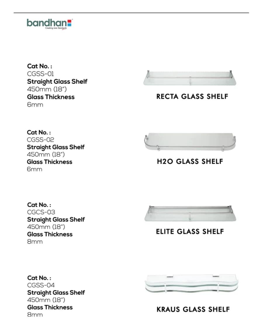Straight Glass Shelf — Glass Shelves at Bandhan Ceramic