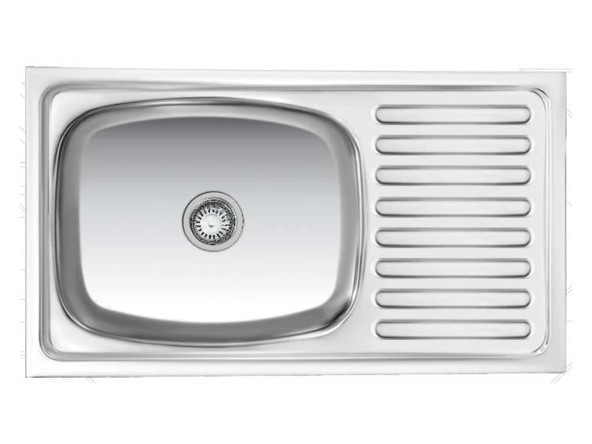 Stainless Steel Single Bowl with Drainboard — Stainless Steel at Bandhan Ceramic
