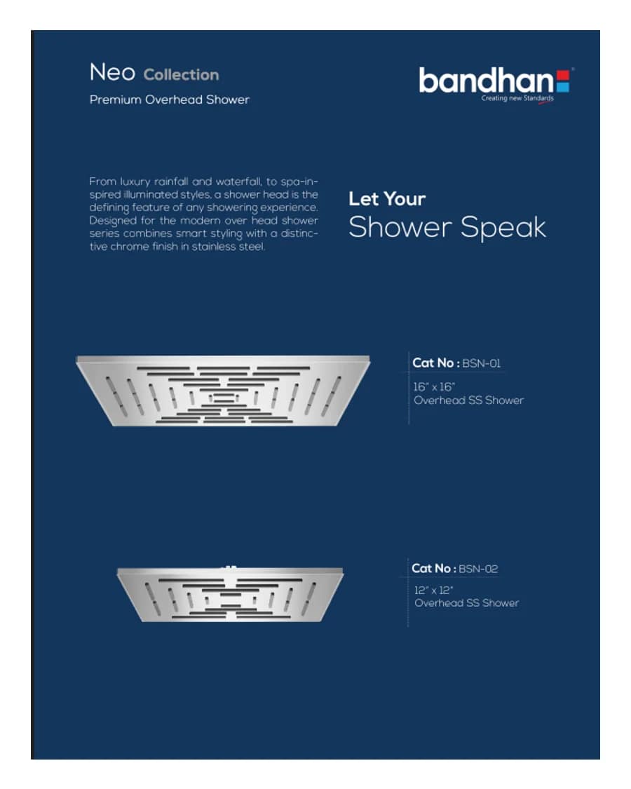 Neo Collection — Overhead Showers at Bandhan Ceramic Neo Collection — Overhead Showers at Bandhan Ceramic