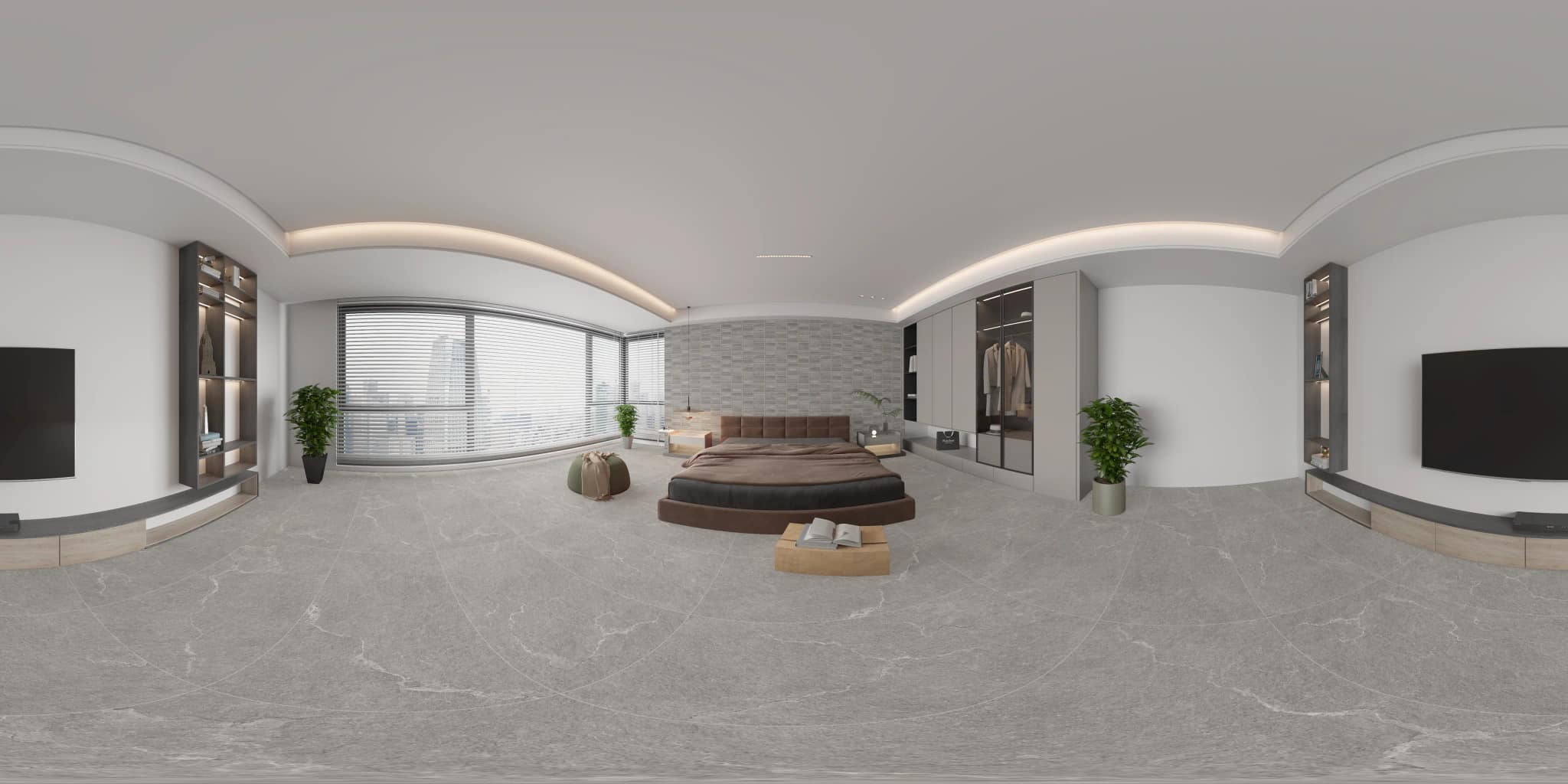 360° room render with Mirella Silver Decore on the feature wall 360° room render with Mirella Silver Decore on the feature wall