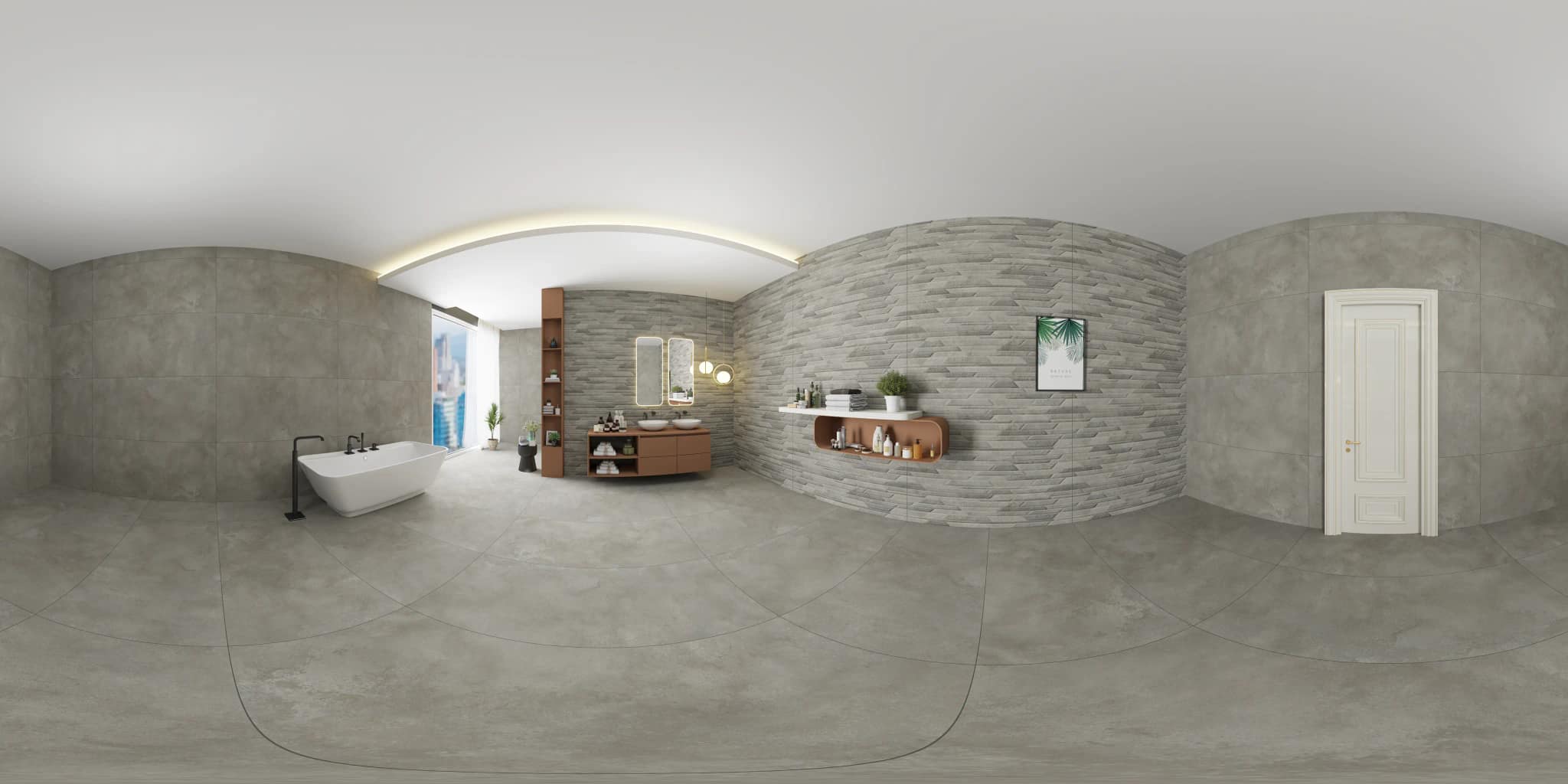 360° room render with Moss Silver Decore on the feature wall 360° room render with Moss Silver Decore on the feature wall